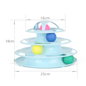 Lustige 4 Schichten Interaktive Plattenspieler Kreis Track Kunststoff Disk Moving Bälle Pet Kätzchen turm katze spielzeug - Product Image 3