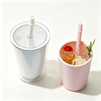 Vaso de Agua Infantil de Plástico con Pajita, Ecológico, de Grado Alimenticio, Libre de BPA, de 24 oz, Personalizado al por Mayor