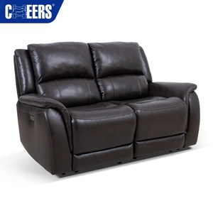 MANWAH CHEERS Eco-Friendly Black Genuine <strong>Leather</strong> 3 2 1 Loveseat Reclining Electric Sofa Set With <strong>Recliner</strong> <strong>Chair</strong> for Home - Product Image 3