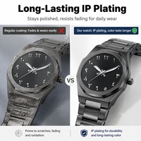 Montre Arabe avec Logo Personnalisé avec Bracelet en Acier Inoxydable Vente en Gros Montres à Quartz Étanches Montres de Luxe Noires pour Hommes avec Boîte