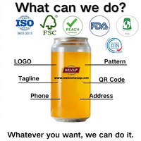 Bouteilles de boisson en PET de qualité alimentaire en gros, avec logo personnalisé, transparentes, avec couvercle en aluminium à ouverture facile pour jus et boissons énergisantes