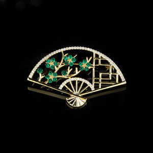 Muyu Plum Blossom Fan Brooch Zinc Alloy Unisex Party Accessory - Product Image 2