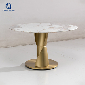 Ensemble de tables et chaises de restaurant de mariage, style européen, luxueux, en acier inoxydable, motif marbre blanc, table à manger, pour l'hôtel - Product Image 5