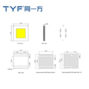 Yüksek Güçlü SMD LED Diyot Çip Düz Beyaz Seramik Paket 3V 6A 20-40W 7070 50000 Saat CRI 80 5 Yıl Garantili 120 Derece Görüş Açılı - Product Image 3