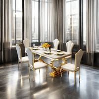 2022 ensembles de salle à manger en acier inoxydable de luxe cuisine moderne à 6 chaises et table à manger pour hôtels style restaurant