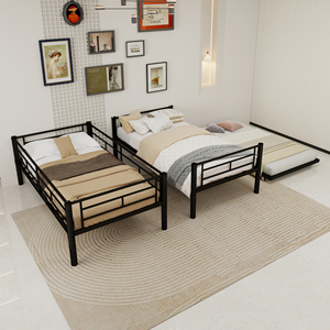 <span class=keywords><strong>Lit</strong></span> superposé double moderne réglable avec <span class=keywords><strong>lit</strong></span> <span class=keywords><strong>gigogne</strong></span>, cadre en fer robuste, barrières de sécurité et échelles pour enfants et adultes, usage domestique - Product Image 2