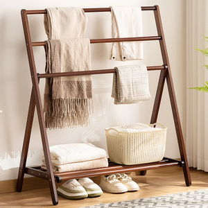 Simple floor-standing <b>clothes</b> <b>rack</b>, solid wood, lazy-style coat <b>rack</b>, home and bedroom minimalist <b>clothes</b> hanging storage <b>rack</b>, - Product Image 1