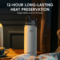 Bouteille d'eau sport isotherme ROCKBROS personnalisée haute capacité, avec revêtement intérieur en acier inoxydable 304