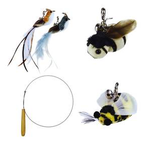 Long fil de tige flexible plume Teaser chat bâton tête de remplacement chat jouets fournitures pour animaux de compagnie - Product Image 1