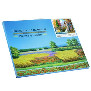 Gran oferta de pintura por números, paisaje, agua que fluye debajo de un pequeño puente, pintura al óleo por números, decoración de habitación