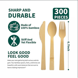 Bamboo Disposable Cutlery Set Knives Forks Spoons Biodegradable Natural For Party Camping - Product Image 4
