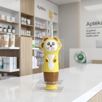 Cepillo de Dientes Eléctrico Tipo C con Diseño de Dibujos Animados para Niños, Luces LED de Colores, Ventosa, Cepillo de Dientes Sónico Eléctrico para el Hogar