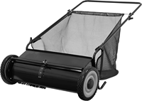 Balayeuse à pousser pour pelouse de 26 pouces, collecteur de feuilles, sac en maille de 7 pieds cubes, 4 brosses rotatives en PP, construction en acier durable, OEM