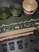 Sangle en jacquard brodée losanges ethniques avec logo personnalisé, 25 mm, pour sac d'instrument de musique, sangle de guitare