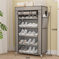 Meuble à chaussures moderne à 6 niveaux, anti-poussière, multifonctionnel, avec housse non tissée, facile à assembler, pour l'entrée