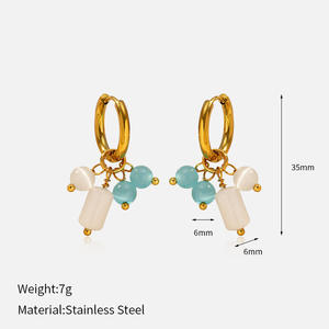 Aretes <span class=keywords><strong>de</strong></span> Aro CAIOOCHE <span class=keywords><strong>de</strong></span> Moda, Acero Inoxidable 304, Chapados en <span class=keywords><strong>Oro</strong></span> <span class=keywords><strong>de</strong></span> 18k, con Piedra Natural Ojo <span class=keywords><strong>de</strong></span> Tigre, Precio al por Mayor - Product Image 5
