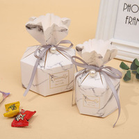 Vase hexagonal islamique personnalisé mariage bonbons chocolat avec ruban perle cadeau faveur petite boîte