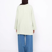 T-shirt de sport maxi pour femme, en tissu biologique ultra-doux, couleur matcha, pour le sport musulman