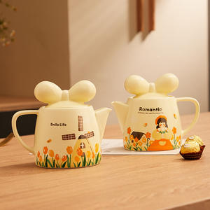 Lovely Tea Set Rural Style Ceramic Tea Cup Housewarming with Hand Fireworks Tea Set with Tray - Product Image 4
