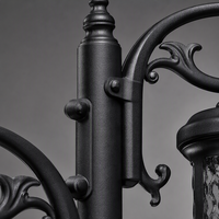 Lampe de jardin à double tête, lampe de jardin asymétrique, éclairage de chemin extérieur orné, lampadaire en aluminium moulé sous pression