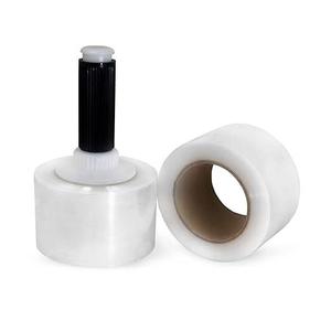 3"×1000ft Mini Stretch <b>Wrap</b>, 80 Gauge Extra Sticky Clear Film with <b>Plastic</b> Handle, Self-Adhesive Heavy Duty <b>Wrap</b> for Moving - Product Image 1