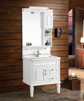 Ensemble de meubles de salle de bain sur mesure blanc avec 4 tiroirs à fermeture douce et armoire miroir pour hôtel, certifié CE Europe, vente en gros