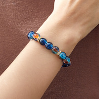 Bracelet Perlé en Verre Fait Main de 10 mm avec Entretoise Strass Dégradé, Cadeau Élégant pour Hommes et Femmes, Nouveau Design Classique