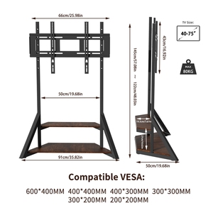 <strong>Corner</strong> Floor TV Stand Heavy Duty TV Mount with Large Storage Wood <strong>Shelf</strong> - Product Image 3