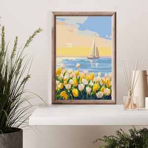 Kit di Pittura Acrilica Fai-da-Te Songwoo, Cielo Tramonto Morbido, <span class=keywords><strong>Tulipani</strong></span> Pastello, Paesaggio Marino, Dipingere <span class=keywords><strong>con</strong></span> i Numeri - Product Image 1