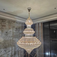 Lustre en cristal LED de luxe pour villa, grand escalier intérieur, hall d'entrée élégant, hôtel duplex, salle de banquet de mariage, luminaire suspendu