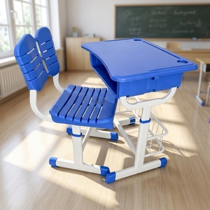Bureau et chaise d'étudiant en plastique, ensemble table et chaise d'étude scolaire, mobilier scolaire ergonomique moderne - Product Image 6