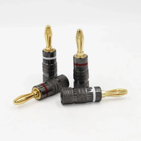 Nouveaux connecteurs banane en métal gunmetal plaqués or 24 carats, connecteur banane 4 mm avec verrouillage à vis pour prise audio, enceintes, blanc et rouge