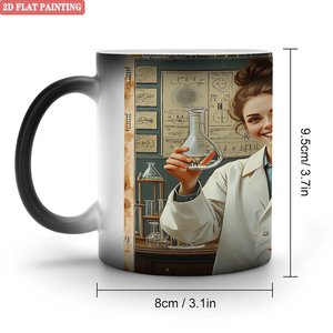 Taza Mágica Negra Esmerilada de 11 oz, Taza de Té de Cerámica Sensible al Calor para Oficina - Product Image 1