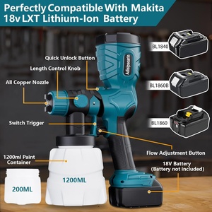 <strong>Paint</strong> <strong>Sprayer</strong> for <strong>Makita</strong> 18V Battery Charger 2 Containers Easy to Clean Spray <strong>Paint</strong> Gun for Furniture Fence Walls Garden Chairs - Product Image 2