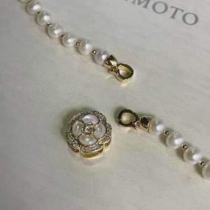 50cm Super Exquisite Camellia Fritillaria Potato Shape AAA Grade Edison Pearl Gold Plated Trendy Women's <strong>Long</strong> <strong>Necklace</strong> - Product Image 4