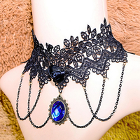 Collier ras du cou gothique pour femmes, collier en dentelle victorienne pour fêtes originales, Halloween, cosplay, séances photo vintage, décorations de Pâques