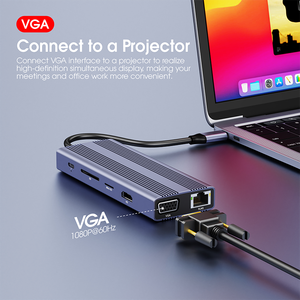 12 trong 1 <span class=keywords><strong>USB</strong></span> HUB Loại C để HDTV VGA 1000Mbps RJ45 SD/TF USB3.0 USB2.0 âm thanh <span class=keywords><strong>USB</strong></span> C PD 100W sạc đa cổng <span class=keywords><strong>USB</strong></span> HUB - Product Image 6