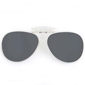 <b>Clip</b>-On Sunglasses Polarized UV400 Resin Lenses Metal <b>Frame</b> Silver Unisex Driving Sun Protection - Product Image 2