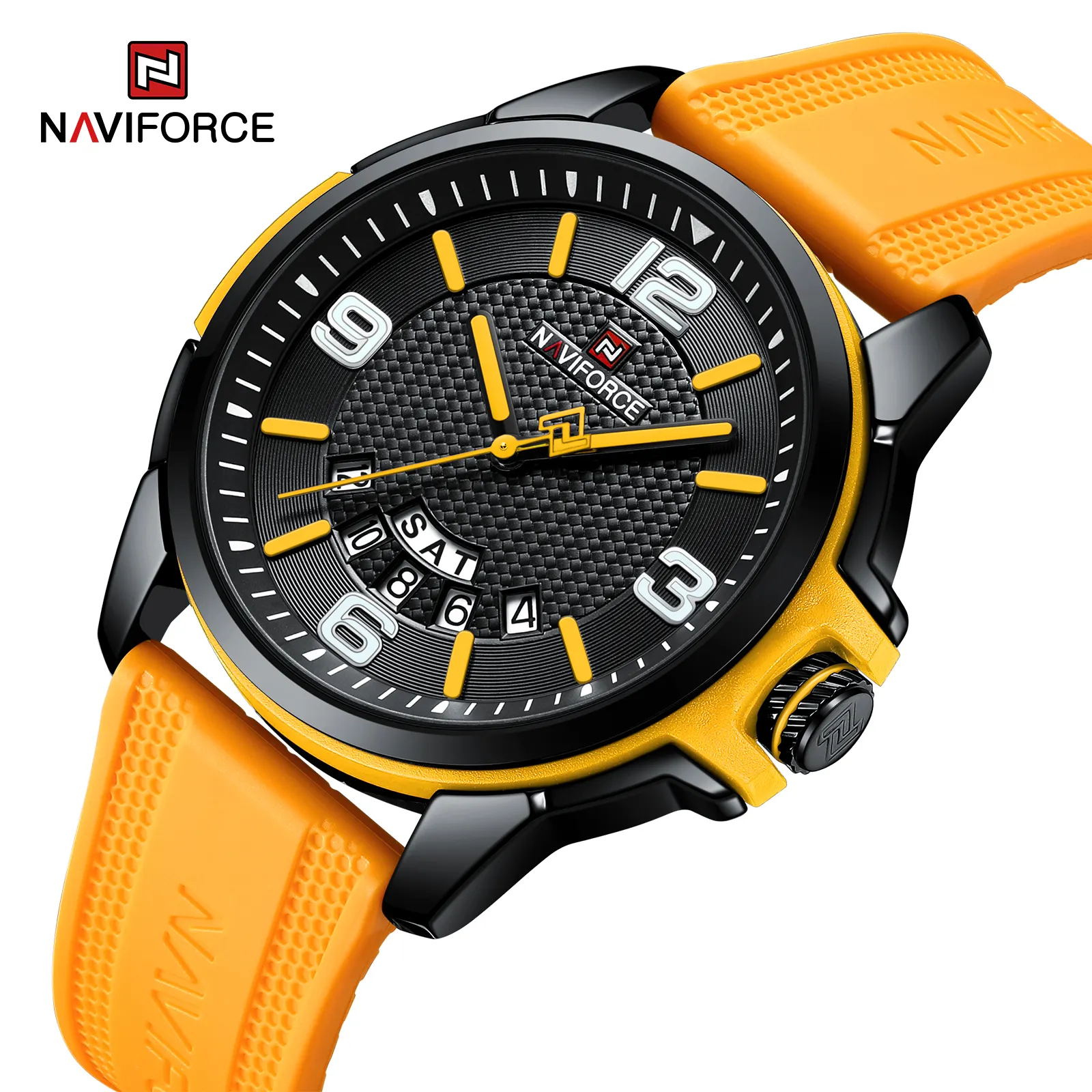 Naviforce NF9215T nouveau style made in prc horloge pour hommes Bracelet en acier inoxydable Calendrier lumineux Ensemble de montres simples et décontractées