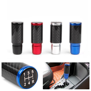 Car Gear <b>Shift</b> <b>Knob</b> Carbon Fiber 5-Speed 6-Speed Aluminum Alloy Ergonomic Manual Transmission <b>Knob</b> Black Red Silver Blue - Product Image 1