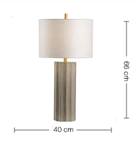 Grey Ceramic New Table Lamp with Drum Lampshade for Hotel Home Desk - Product Image 2