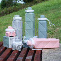 Botellas de Agua Deportivas Plegables de Silicona con Logotipo Personalizado, Botella de Agua Plegable Portátil de Viaje