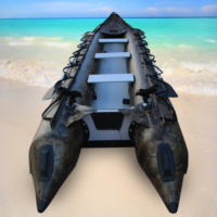 Kayak gonflable Goethe GTK470 CE camouflage pour la pêche, le camping et la navigation, 3 places, avec pédales Hydro Force et moteur électrique.