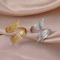 Bague ouverte Myshape Aile d'ange volante pour femmes et hommes, en acier inoxydable, ajustable, style Hip Hop Punk, bijoux de fête, cadeau d'anniversaire