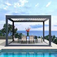 Gazebo pliable électrique motorisé avec système de drainage intégré, panneaux en polycarbonate en alliage d'aluminium, imperméable, installation facile