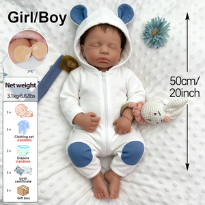 Muñeca Bebé <span class=keywords><strong>Reborn</strong></span> de Silicona Anatómicamente Correcta de 20 Pulgadas, con Piel Oscura y Cabello Corto, <span class=keywords><strong>para</strong></span> Acompañar a los Padres que Perdieron a su Único Hijo - Product Image 3