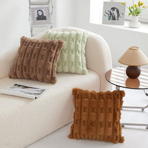 Taie d'oreiller rectangulaire européenne moderne en fausse fourrure 3D tissé uni carré décor à la maison Shaggy coussin jeter taie d'oreiller hôpitaux - Product Image 3