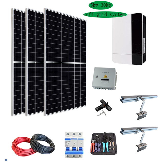 Full Solar 10KW Price Kits Complete 3Phase 5KW 10KW 30KW on Off Grid Hybrid Solar System With Wifi Monitor System