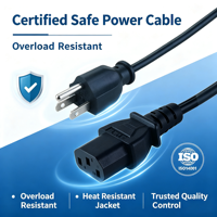 Cable de Alimentación CA NEMA 5-15P 16AWG con Certificación CUL para Monitor, Impresora, Servidor, Computadora, Cable de Alimentación IEC320 C13