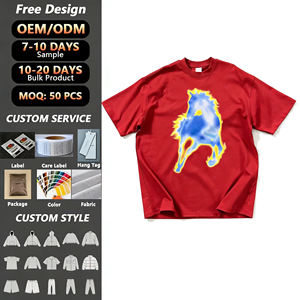 T-shirt imprimé en coton lourd 100% (305g) à manches courtes, série Nouvel An, motif Cheval, ODM/OEM - Product Image 1